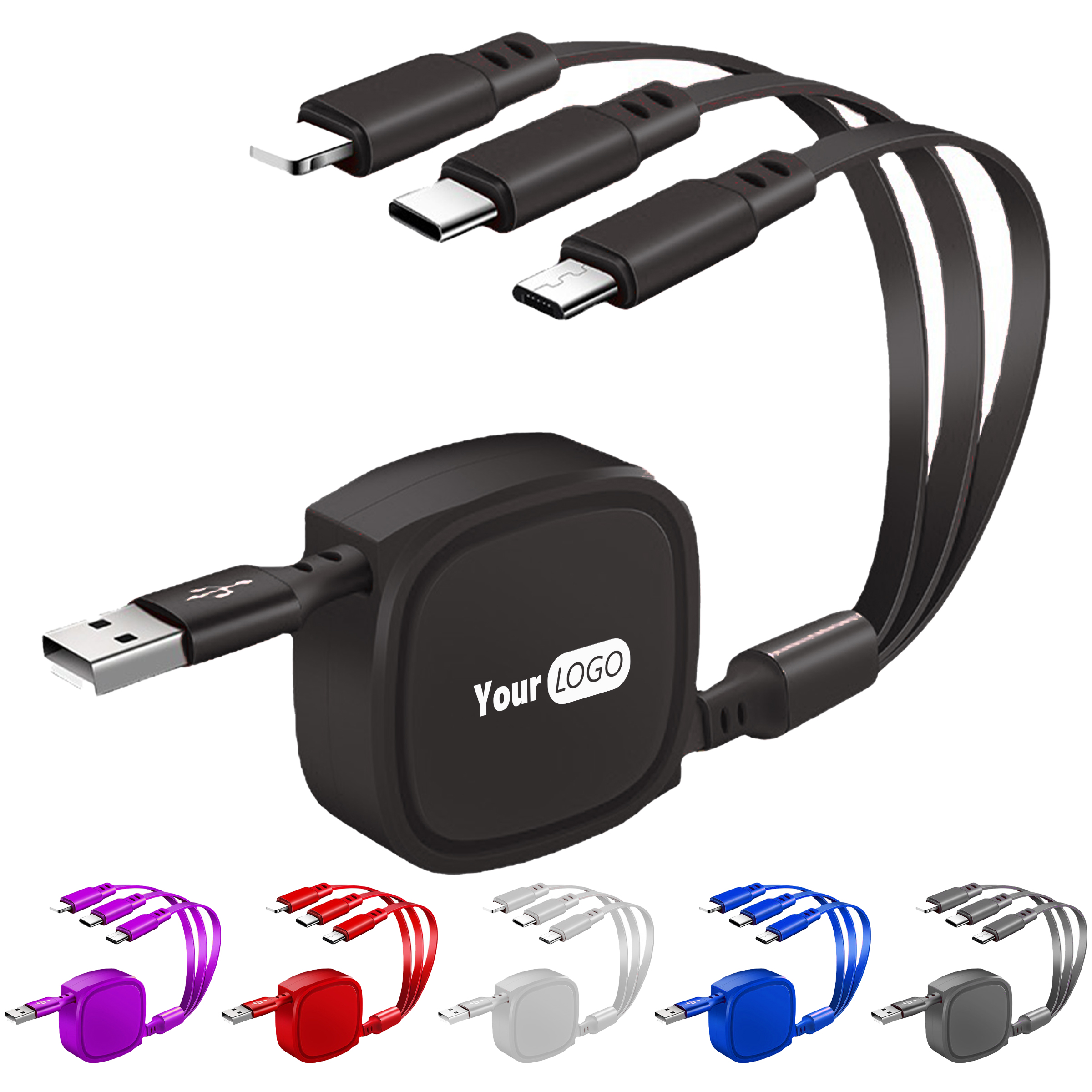 Abs 3-In-1 Retractable Multi-Device Charging Cable ?C Compact And Convenient 2