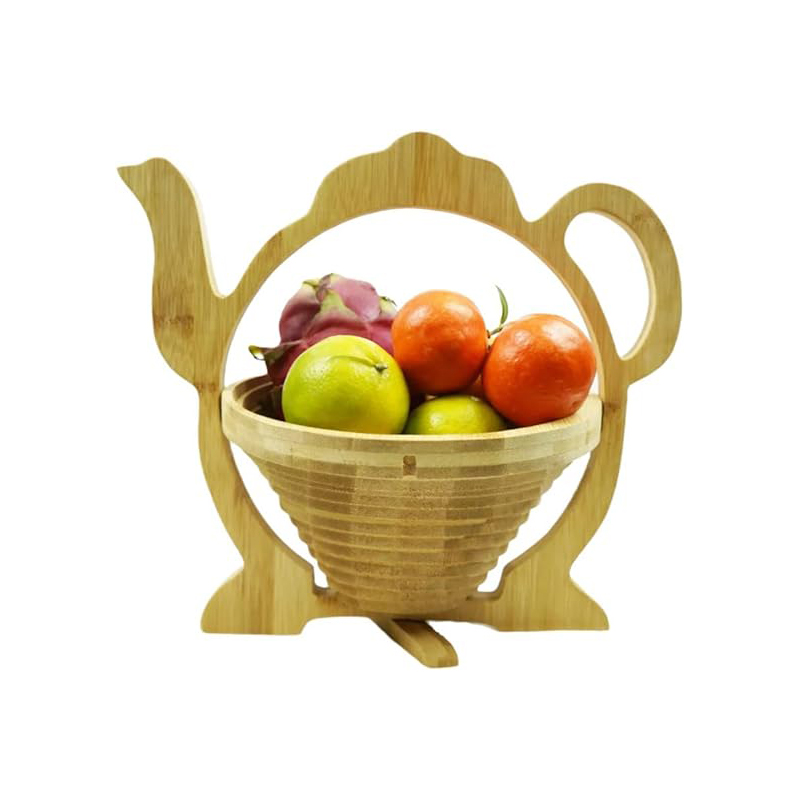 Foldable Bamboo Teapot-Shaped Apple Fruit Basket 6
