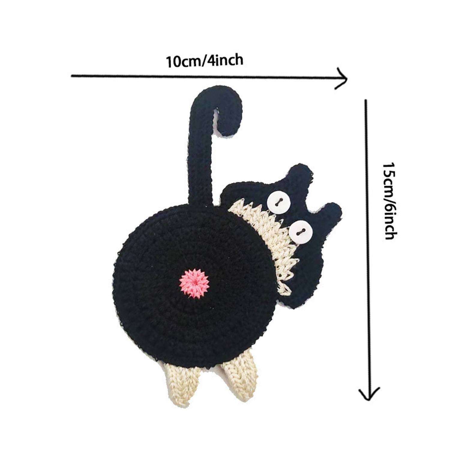 Fun Cat Butt Knitted Coaster 13