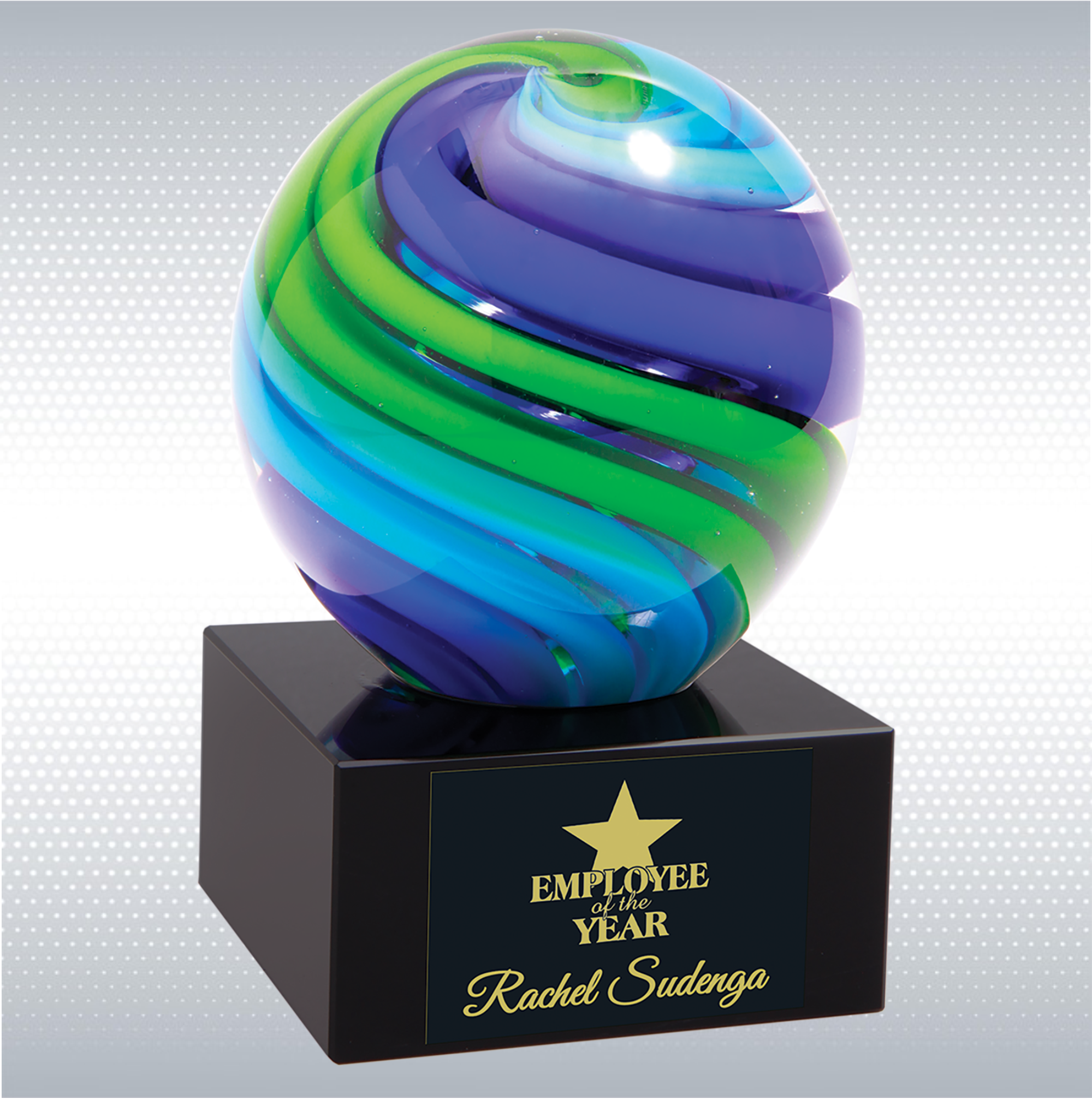 5" Two-Tone Blue & Green Sphere 6