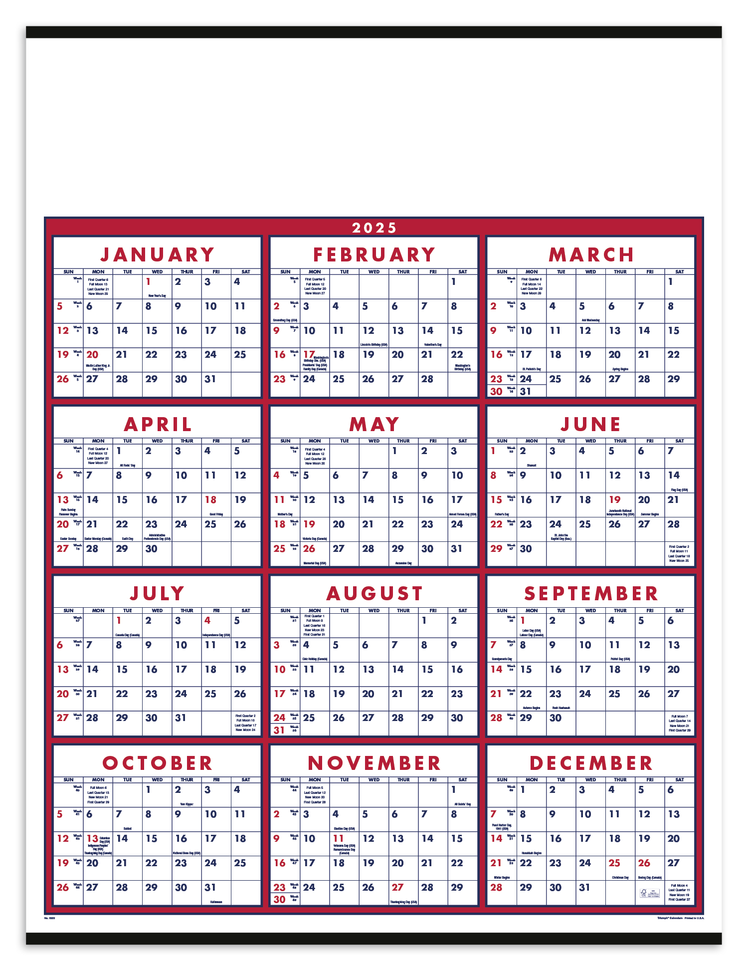 Triumph® Calendars Black & White Span-A-Year Non-Laminated Calendar 7