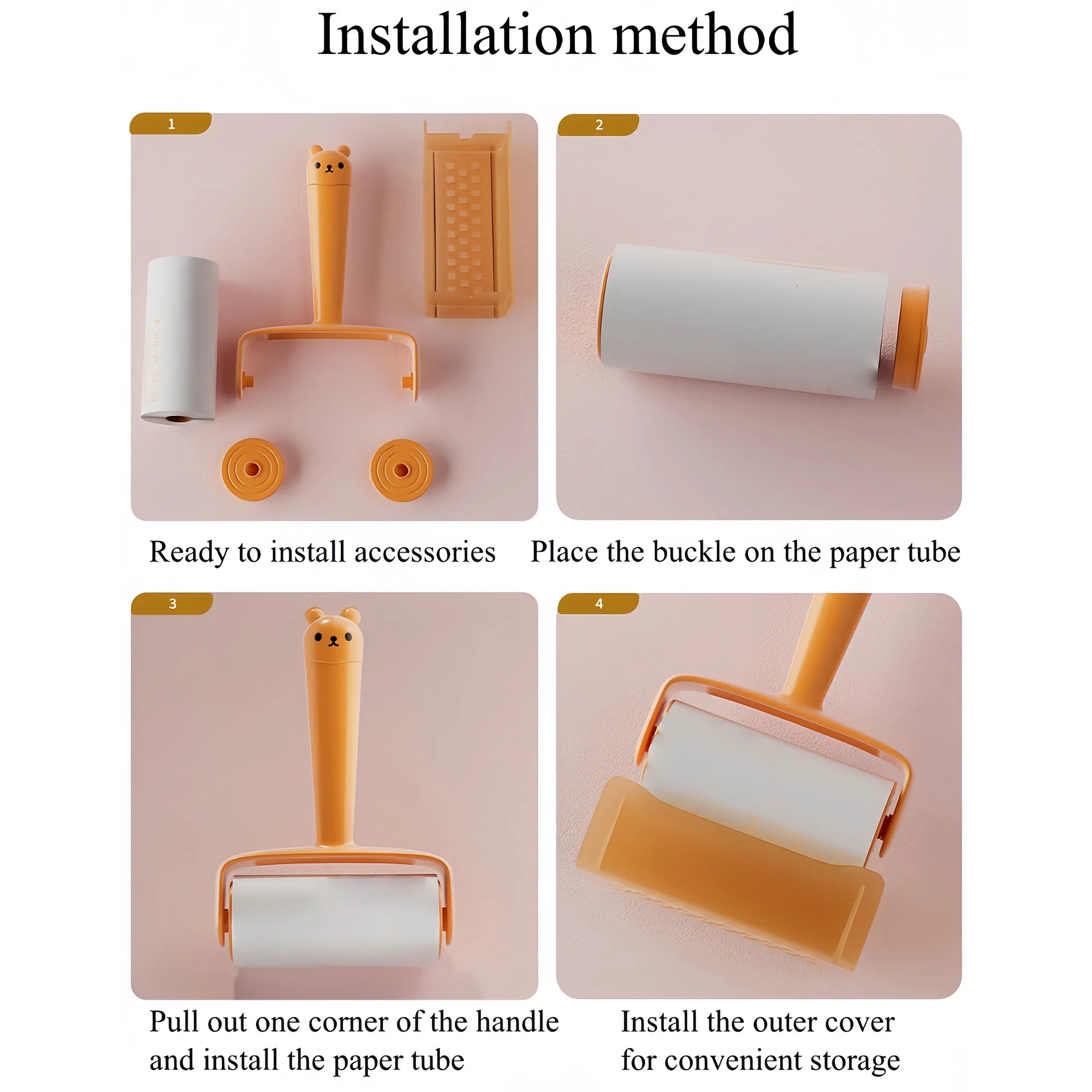 Super Sticky Pet Hair Roller Refill Paper With Bear Handle 2