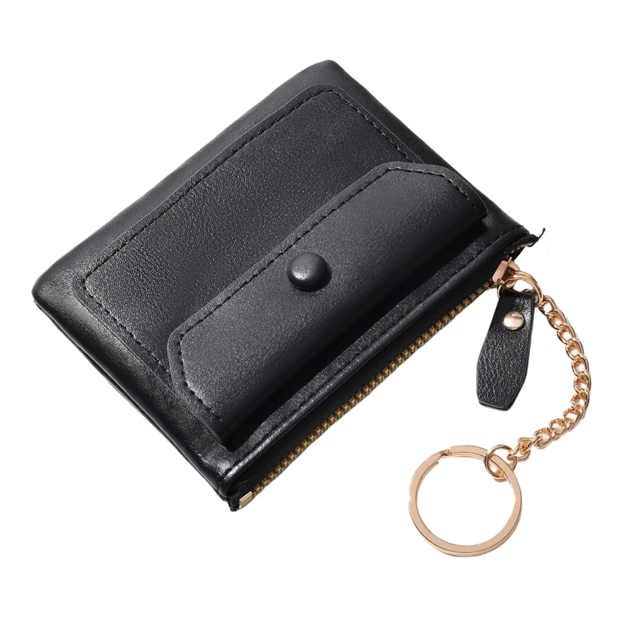 Mini PU Zipper Coin Purse With Keychain 7