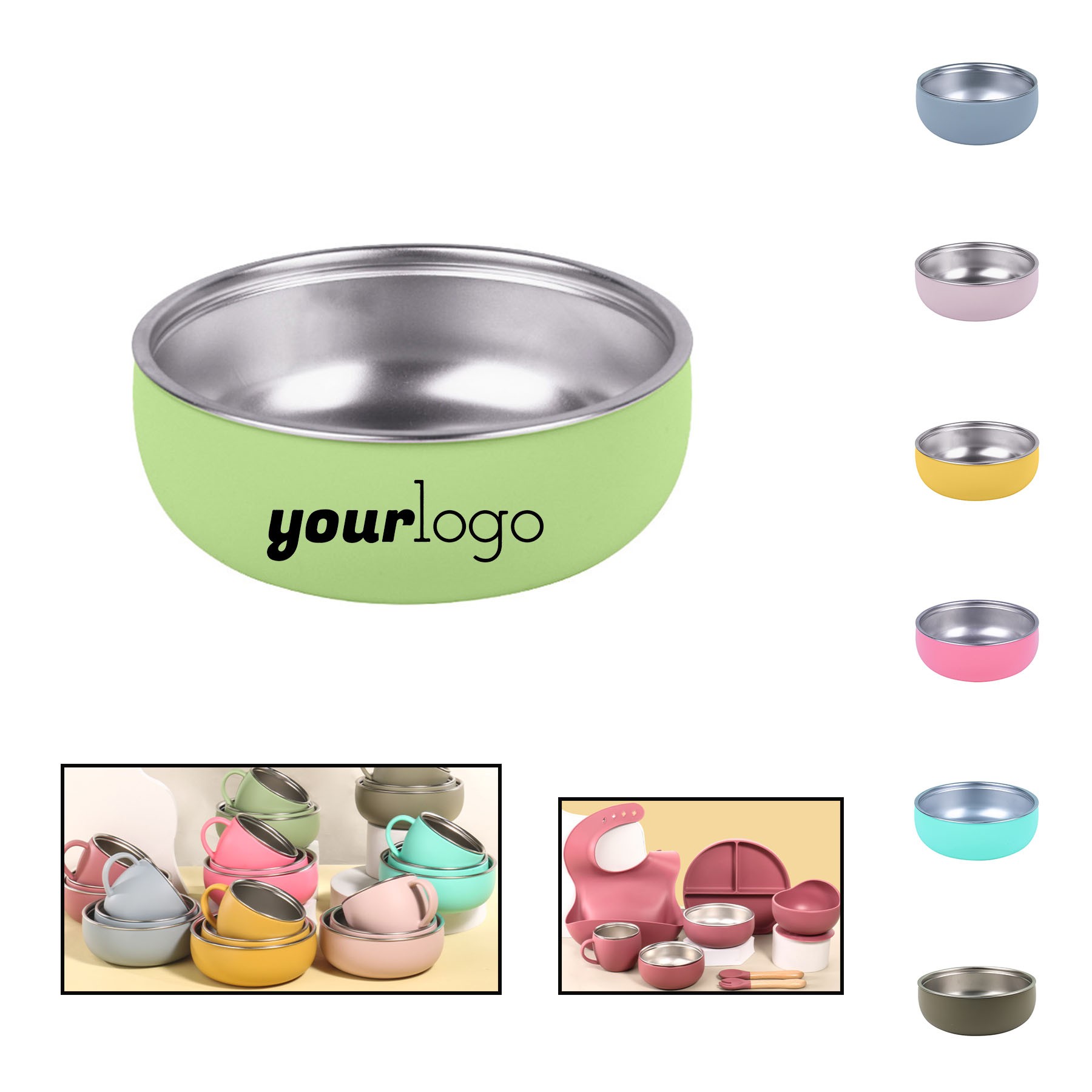 Silicone Stainless Steel Children's Tableware