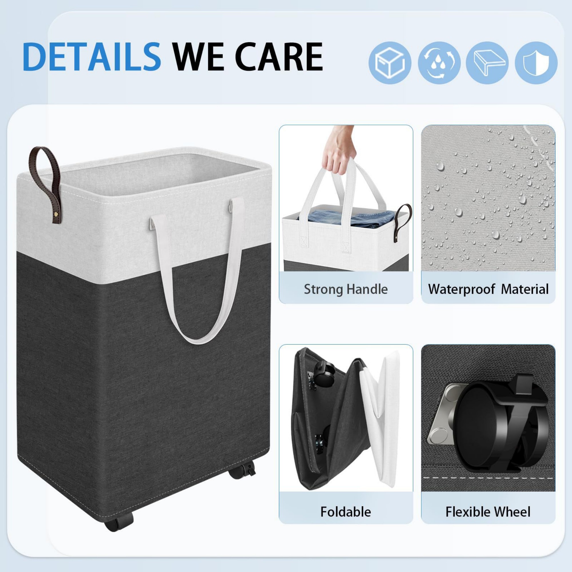 Large Foldable Wheeled Laundry Basket 6