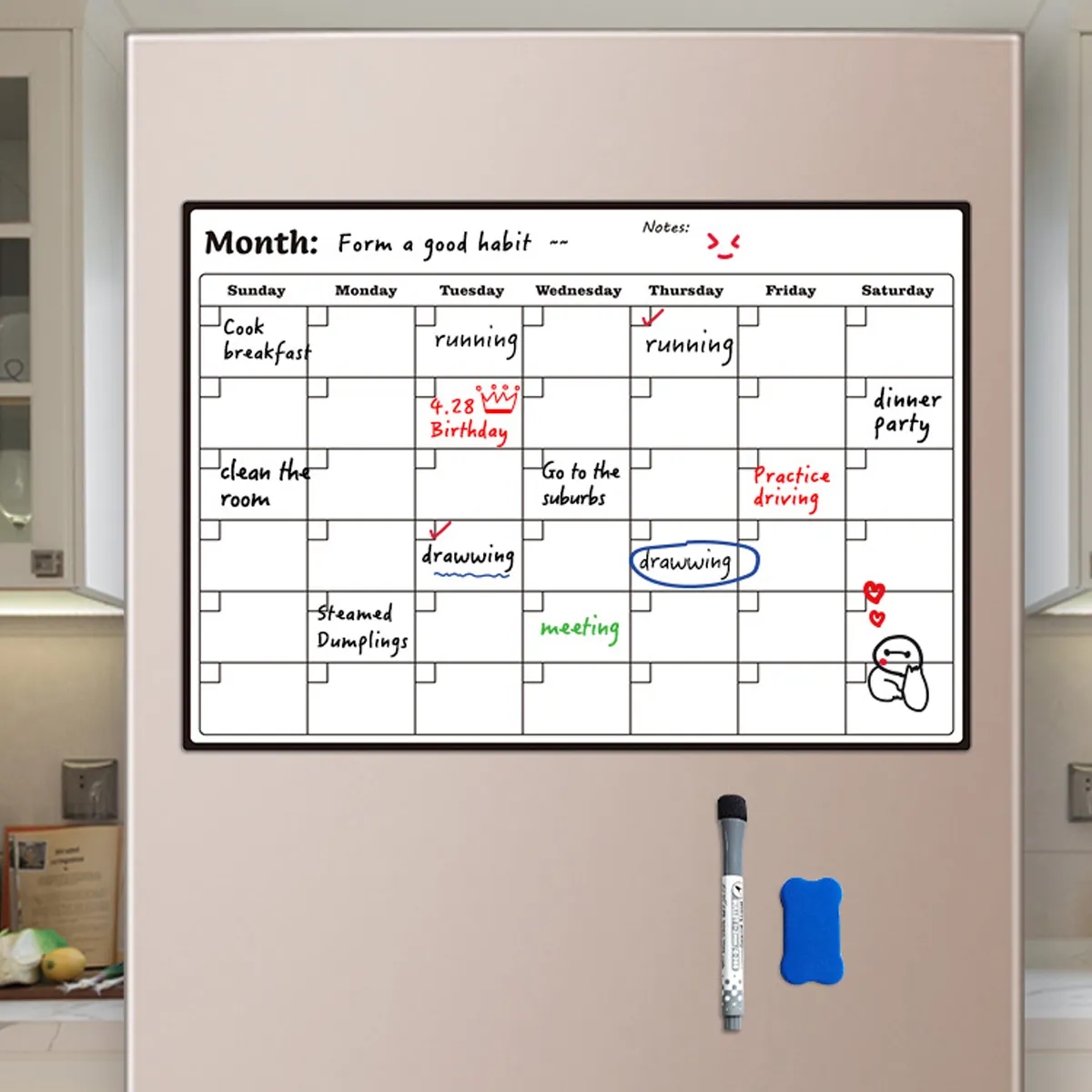 Magnetic Dry Erase Monthly Planner For Fridge 5