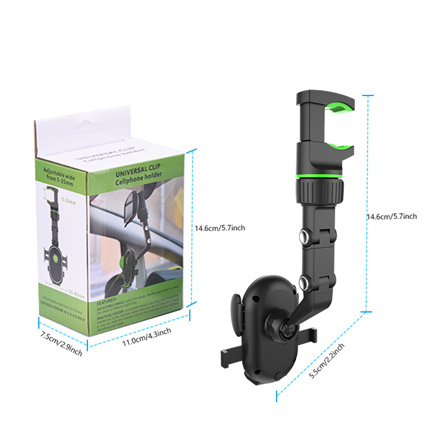 Adjustable Rearview Mirror Car Phone Mount 4