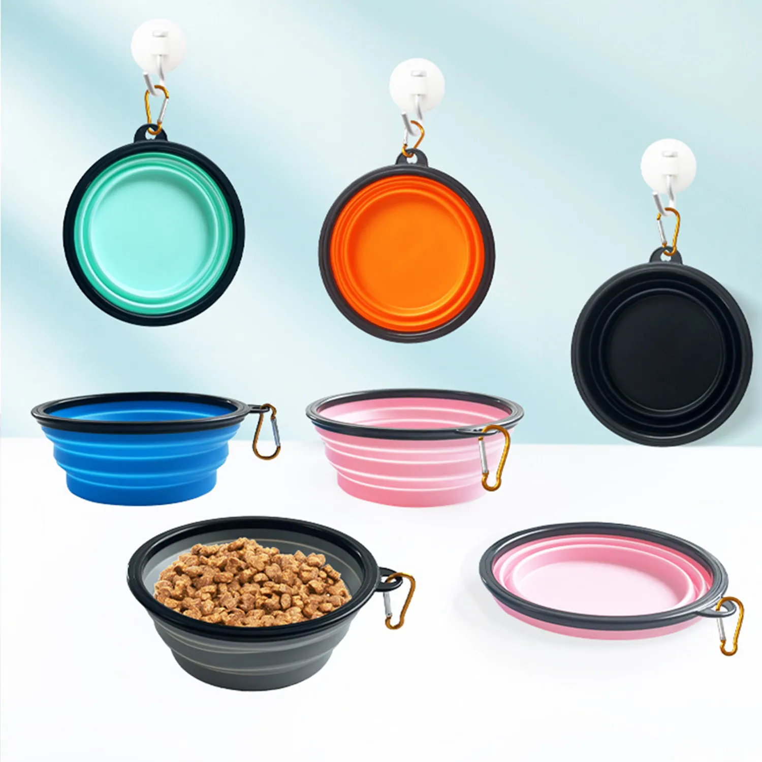 33.8oz Foldable Silicone Pet Bowl with Climbing Buckle, 3