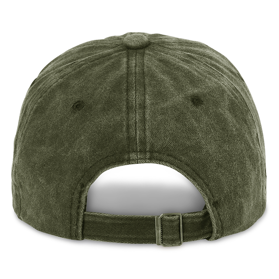 Stock Washed Cotton 6-Panel Baseball Cap w/ D-Ring Metal 22
