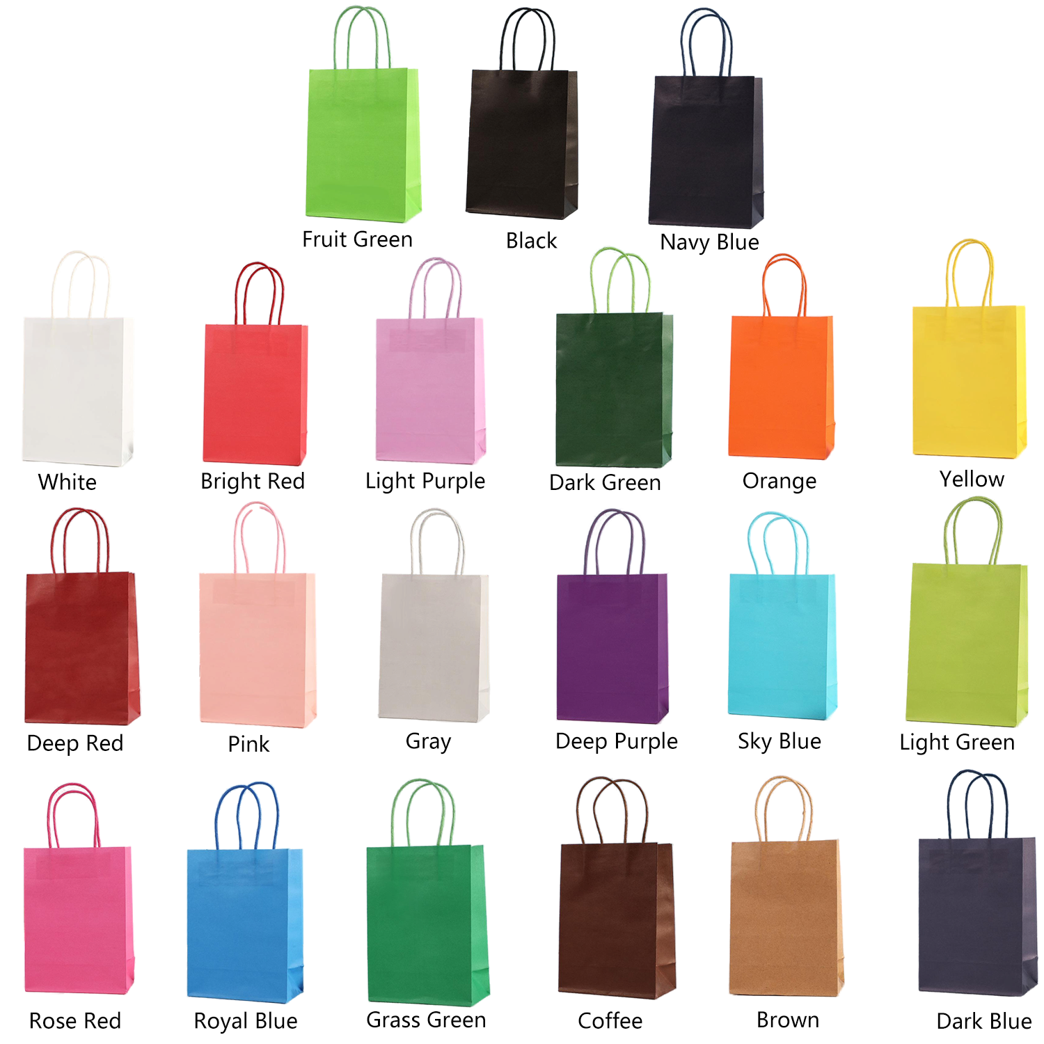 Foldable reusable rainbow colors kraft paper bag w/ Handle 5