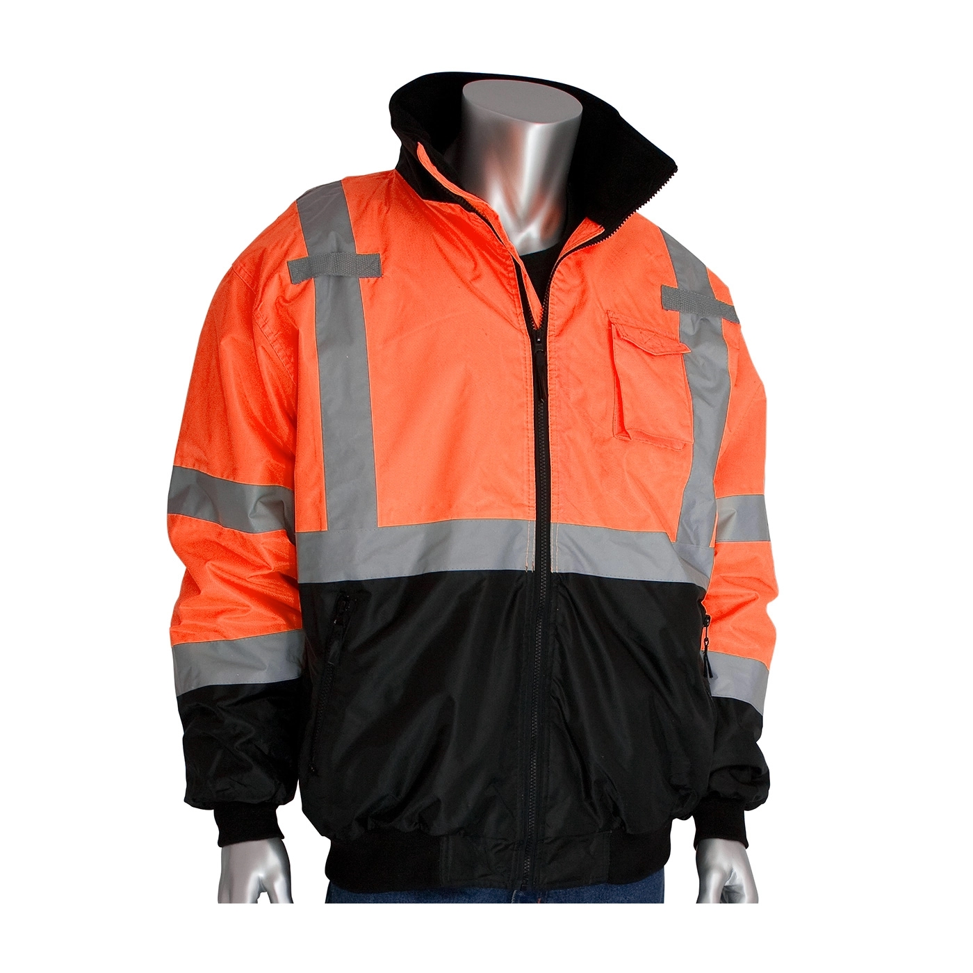 Ansi Class 3 Safety Green Bomber Jacket With Black Bottom 2