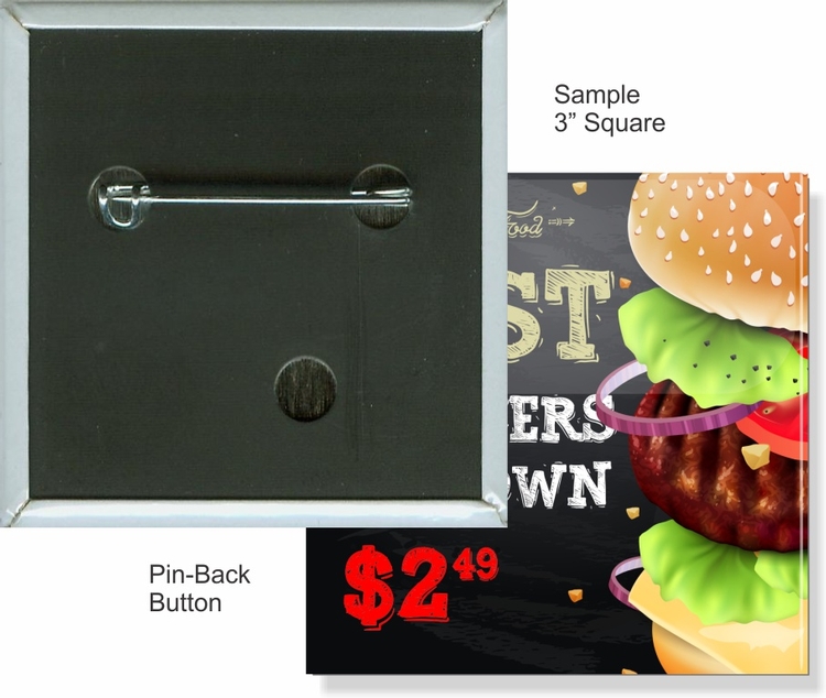 Pin-back 3 Inch Square Button 1