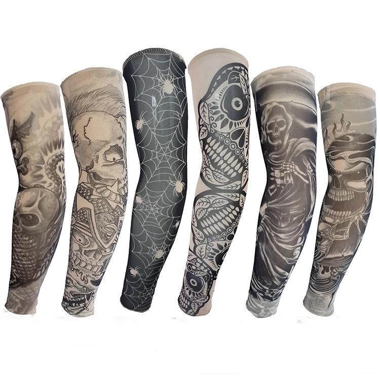 Outdoor sunscreen tattoo with stitched flower arm sleeve 1