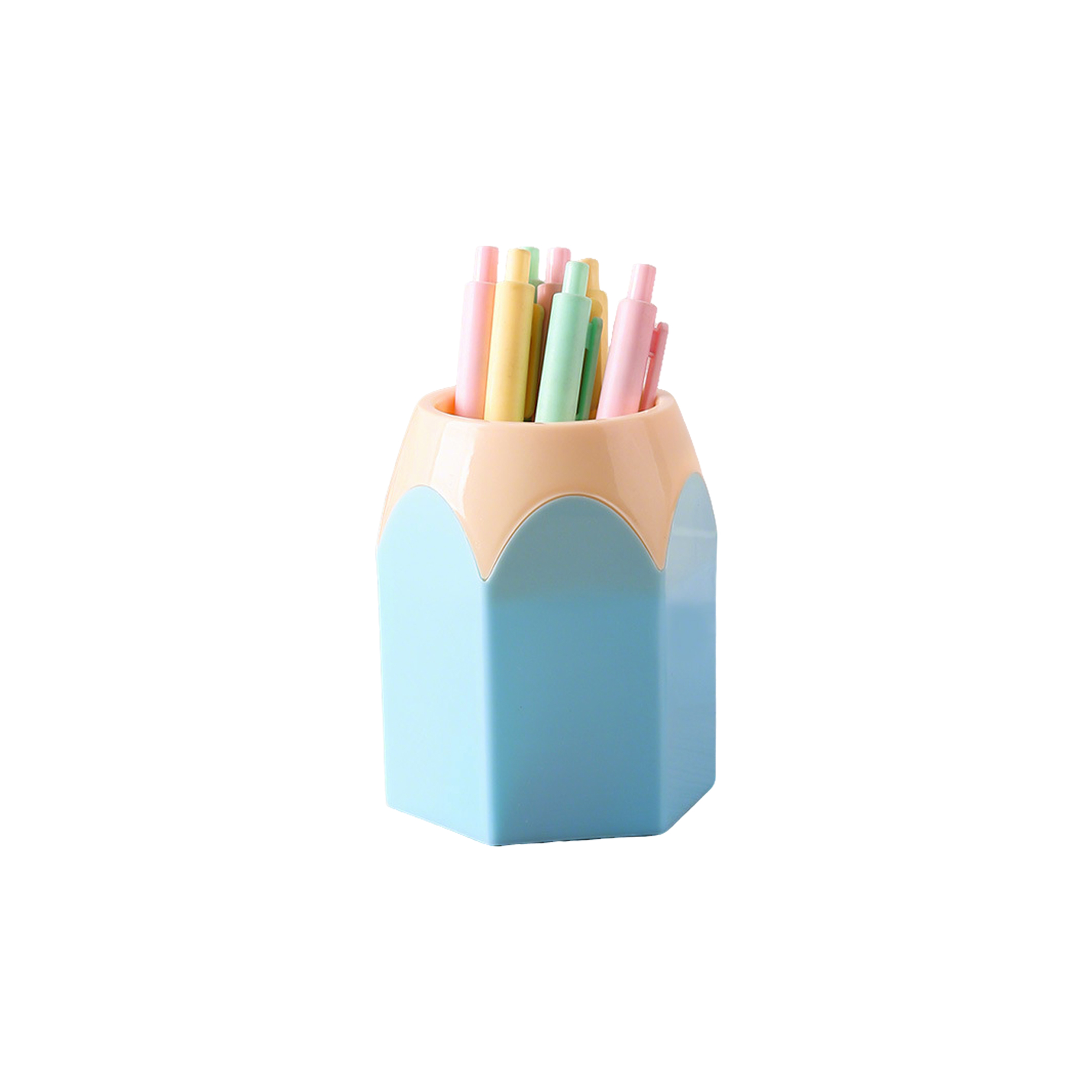 ABS Hexagonal Base Pencil Holder With Contrast Color 3.35" x 2.56" x 4.13" 6