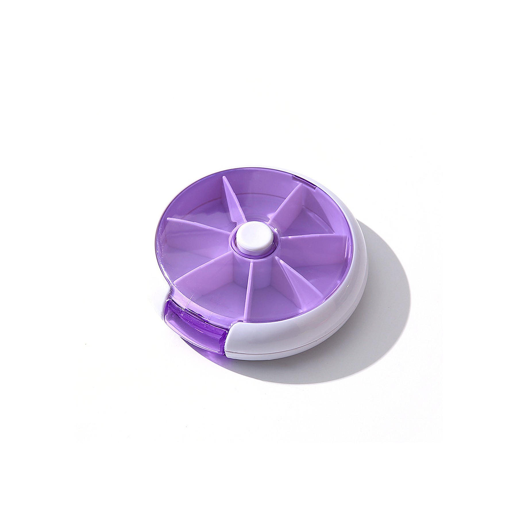 Convenient 7-grid Round Rotating Plastic Mini Pill Box 2