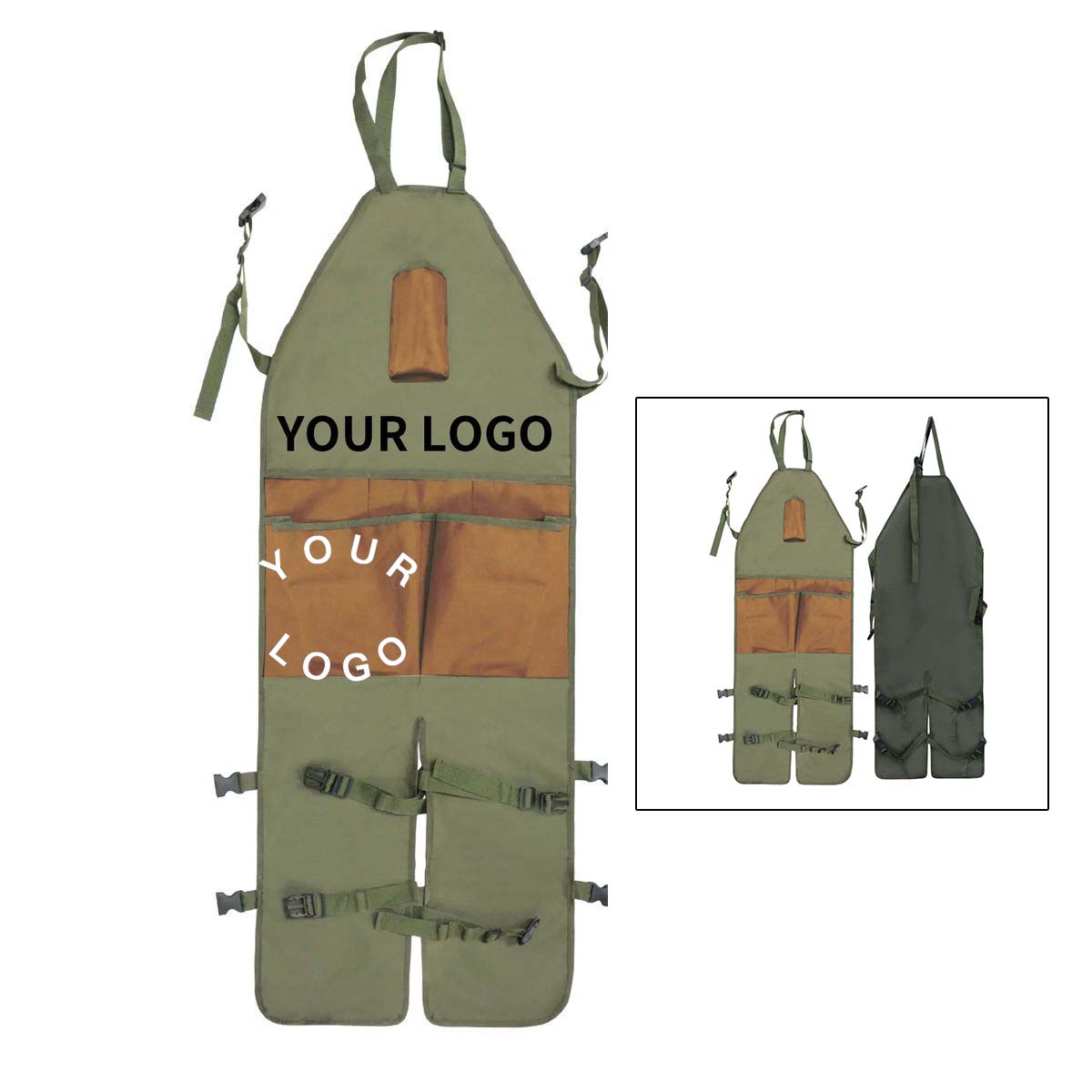 Long Oxford Fabric Apron with Multi Pockets 2