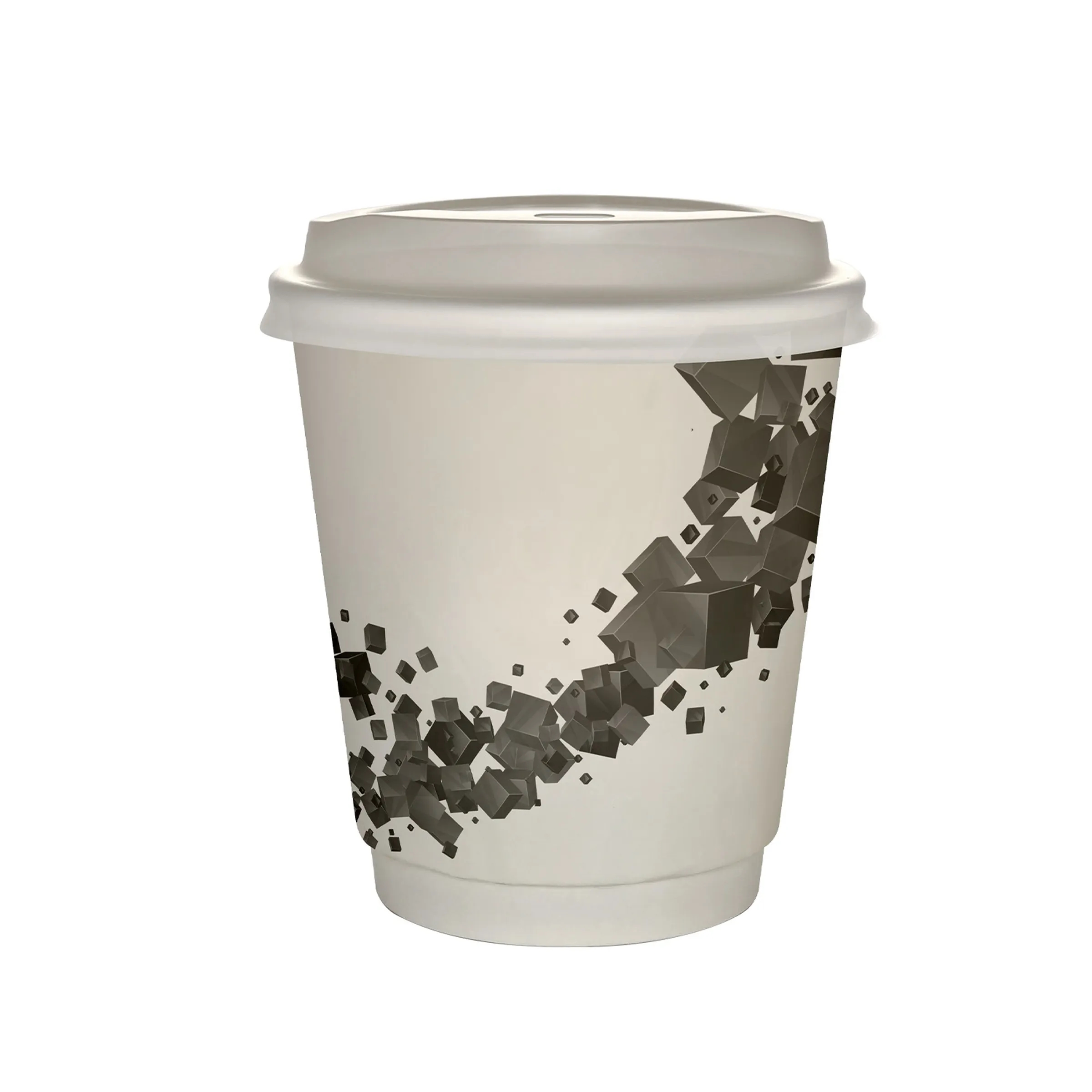 10 oz Full Color Floating Cubes Insulated Paper Cup With Lid 23