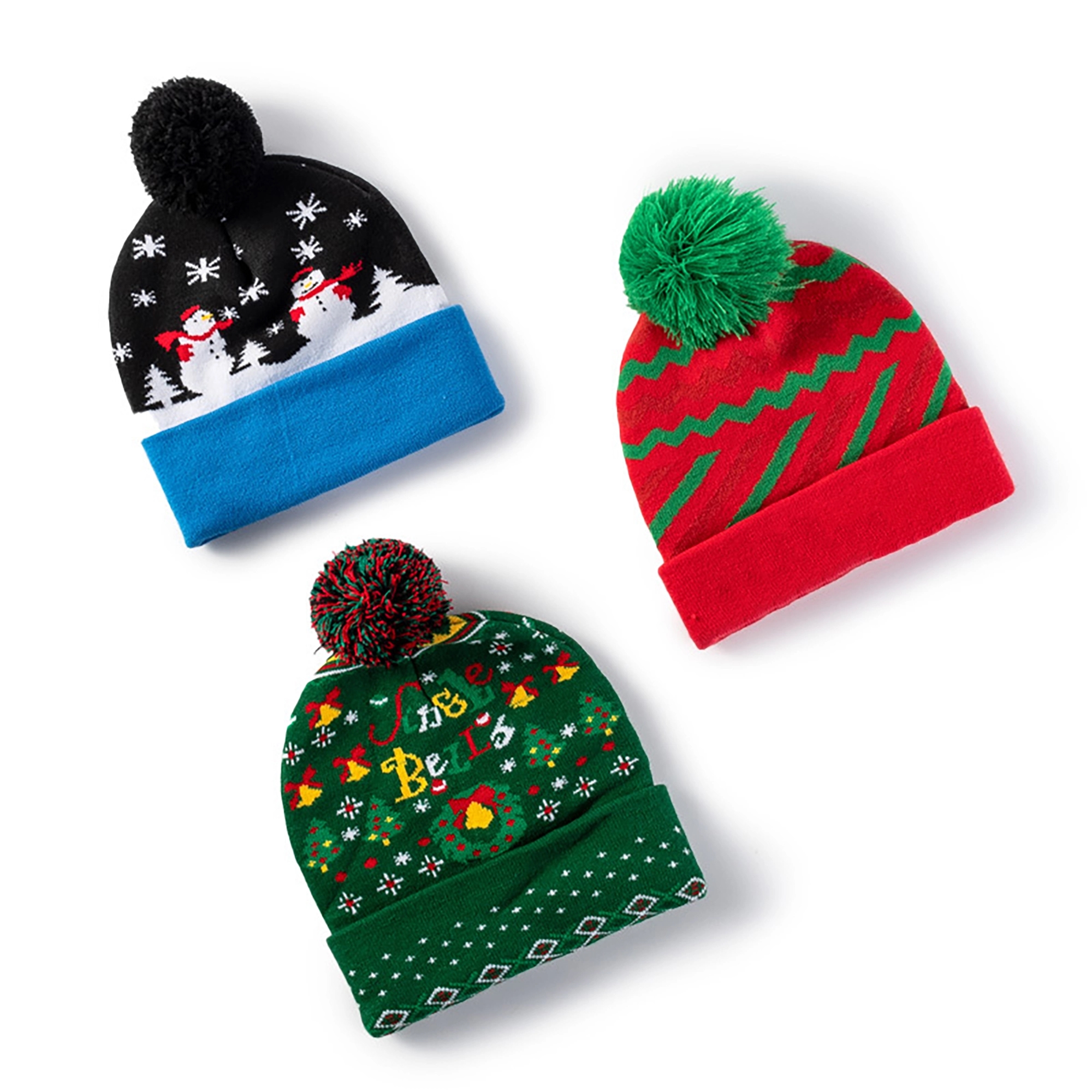 Knitted jacquard hat thickening