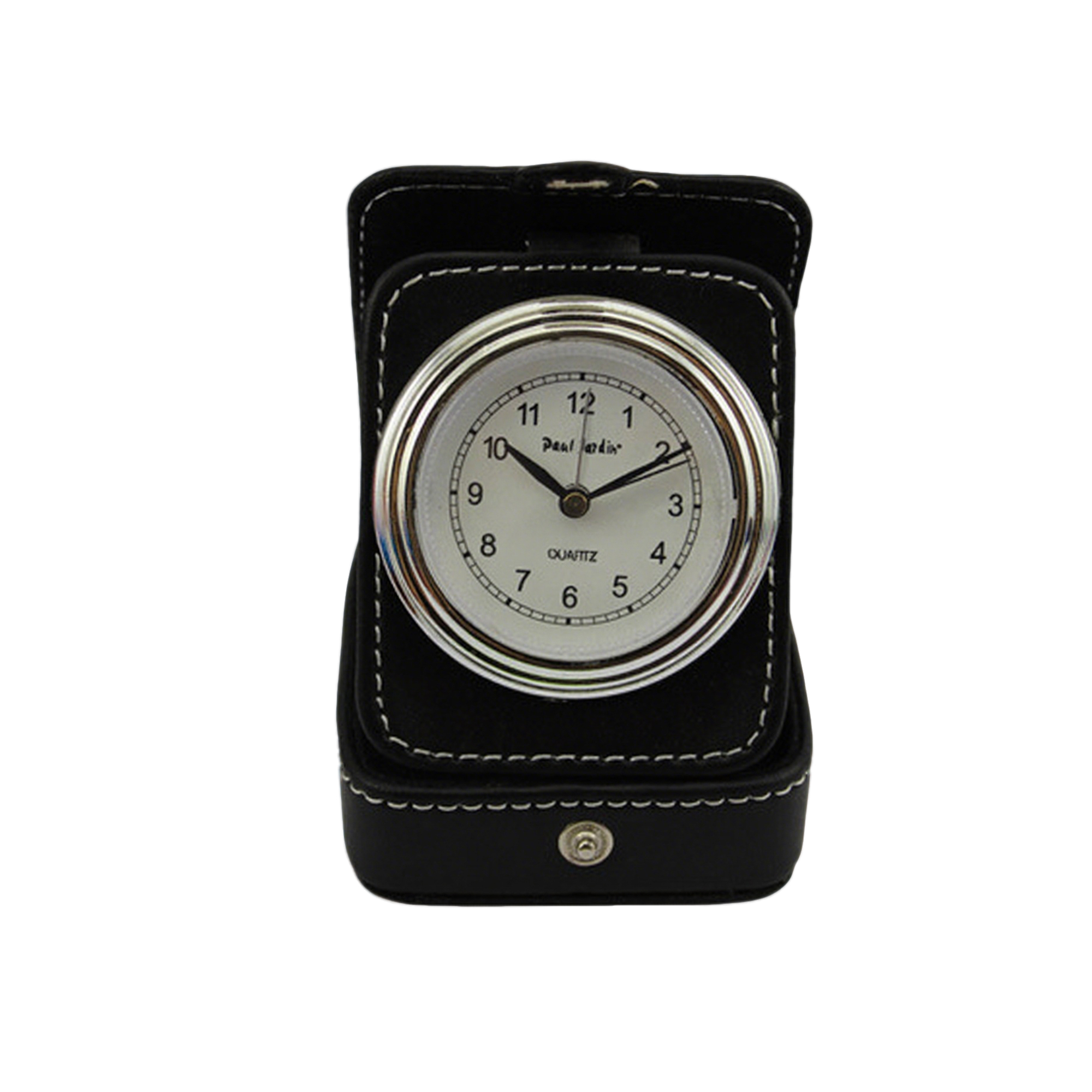Folding Faux Leather Travel Alarm Clock With Analog Movement 9