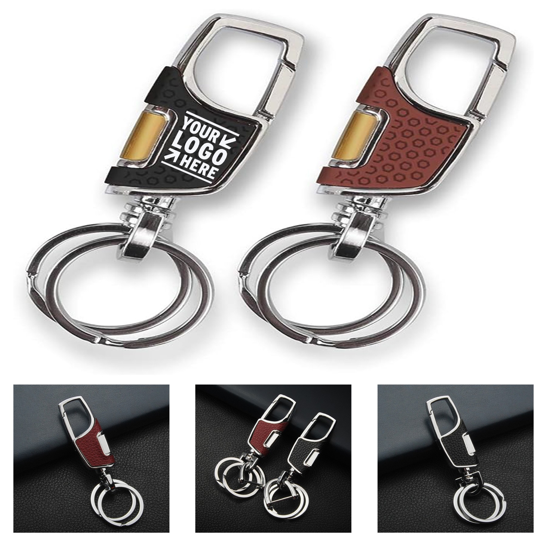 Heavy Duty 2 Metal Carabiner Car Key Rings Chain 1