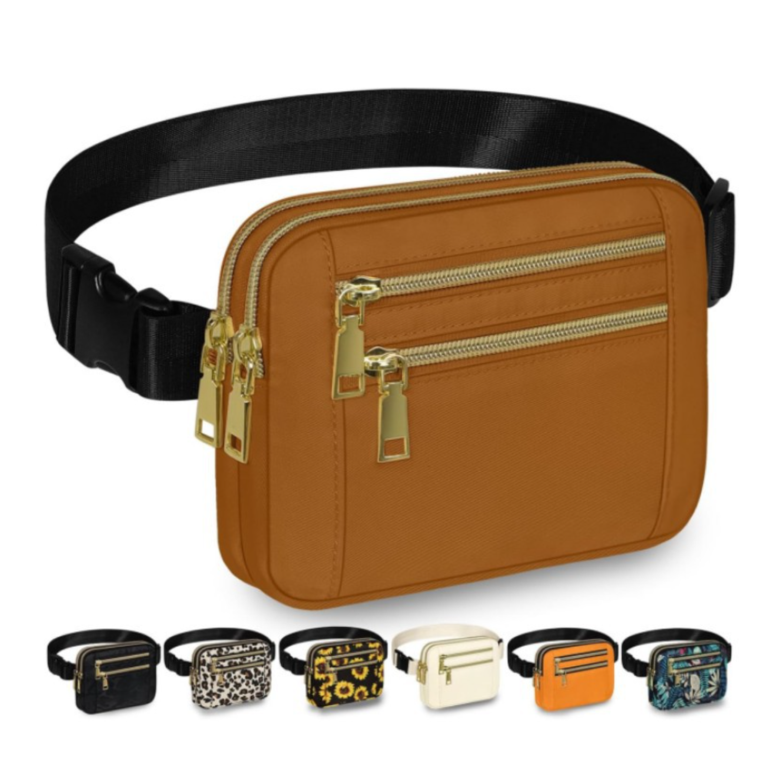 High-Capacity Polyester 4 Pockets Crossbody Fanny Pack 14
