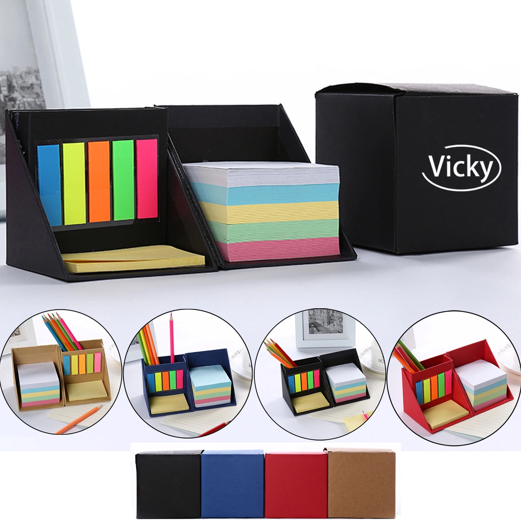 Sticky Notes Set With Pen Holder 2