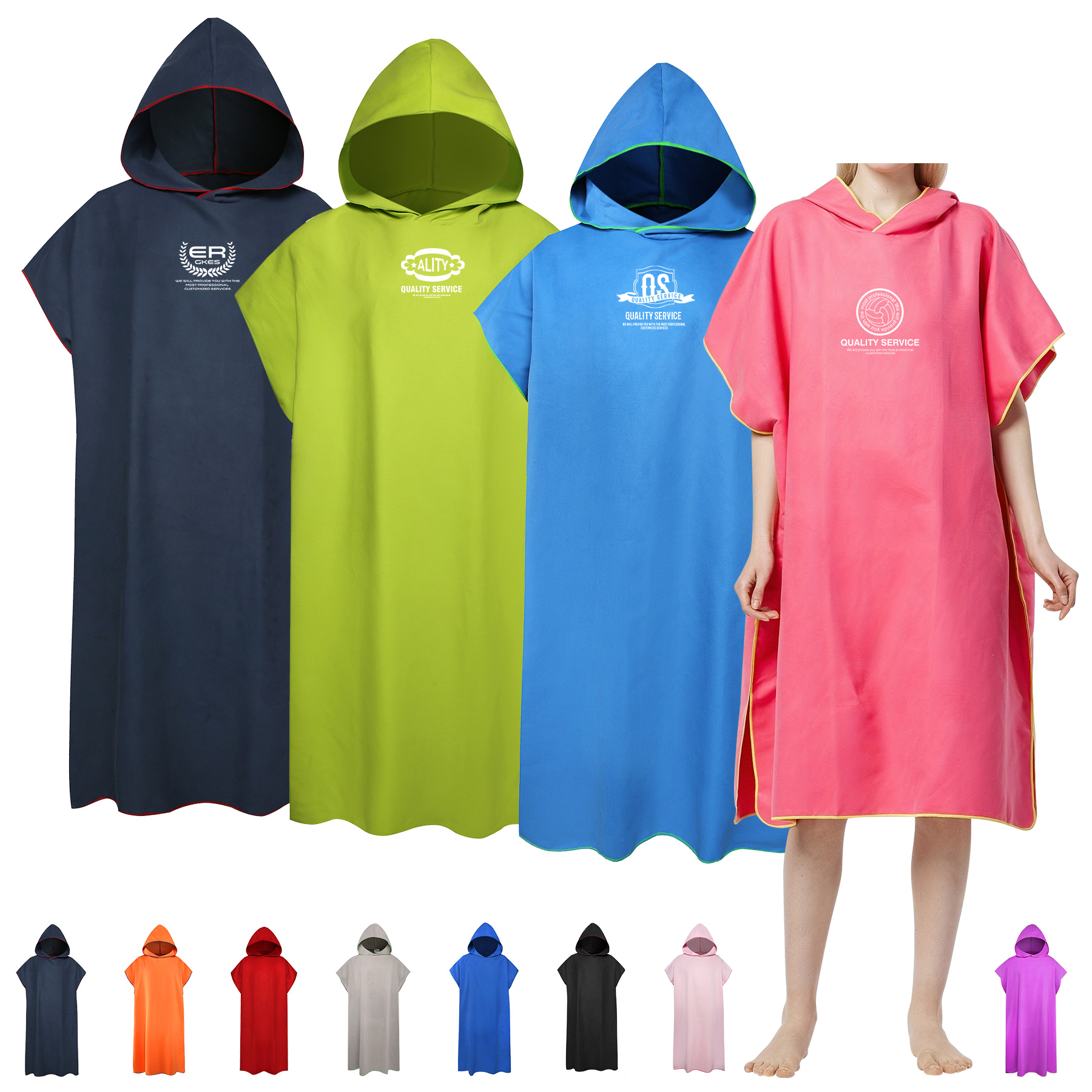Microfiber Hooded Beach Towel Poncho For Adults 4