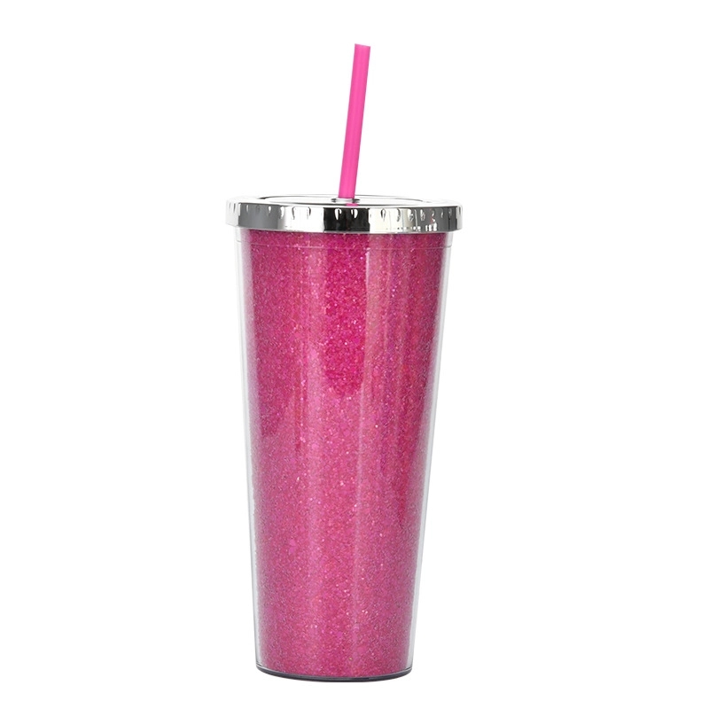 Custom Transparent  AS Plastic Sequin Straw Tumbler 3