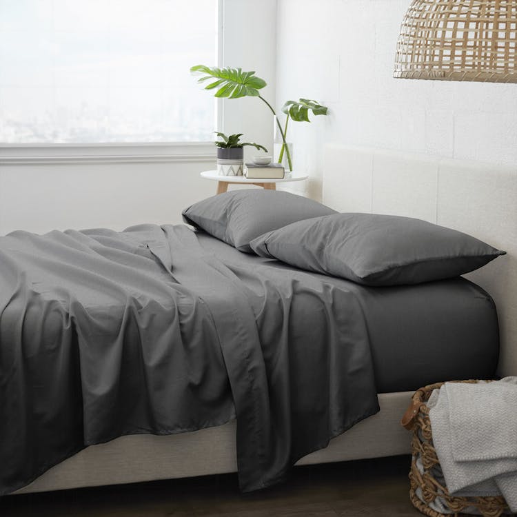 Flannel Bed Sheets - Dark Gray Cali King 4 Set 1