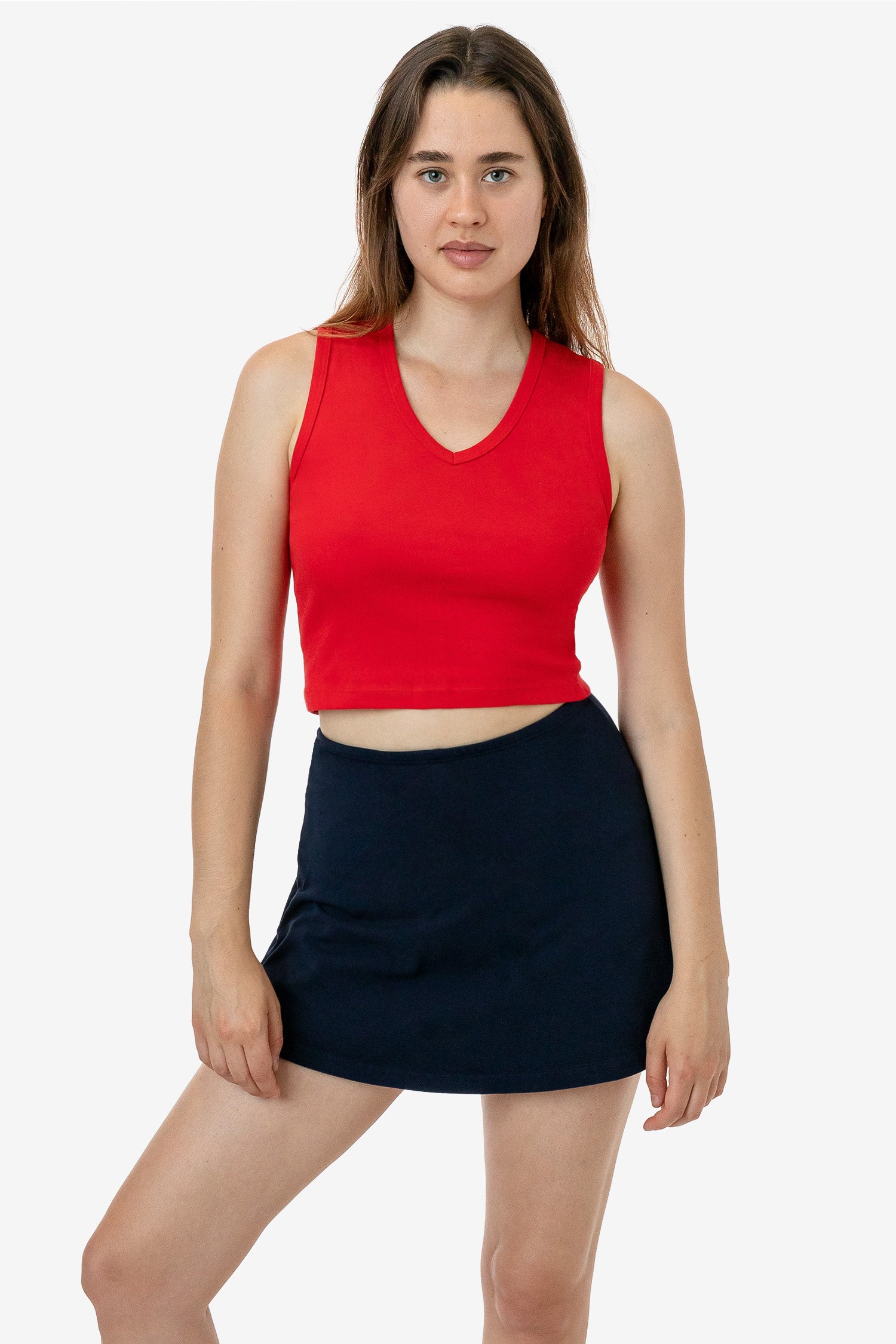 BABY RIB SLEEVELESS V-NECK CROP TANK 10