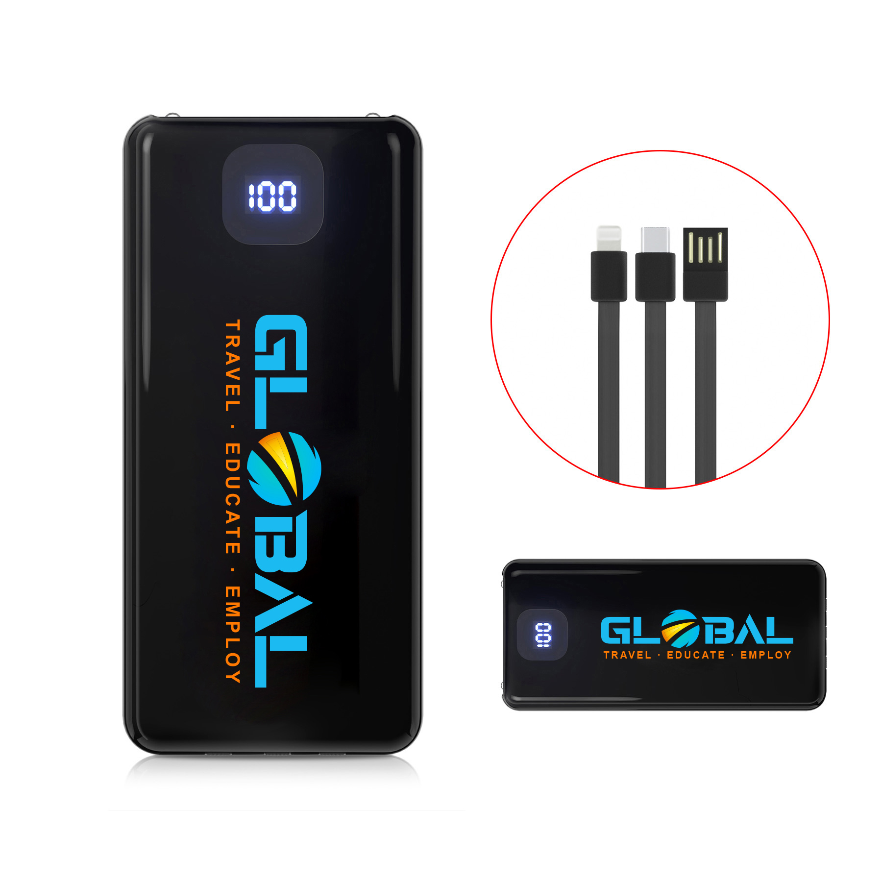 10,000mAh Power Bank With Built-In Charging Cables 2