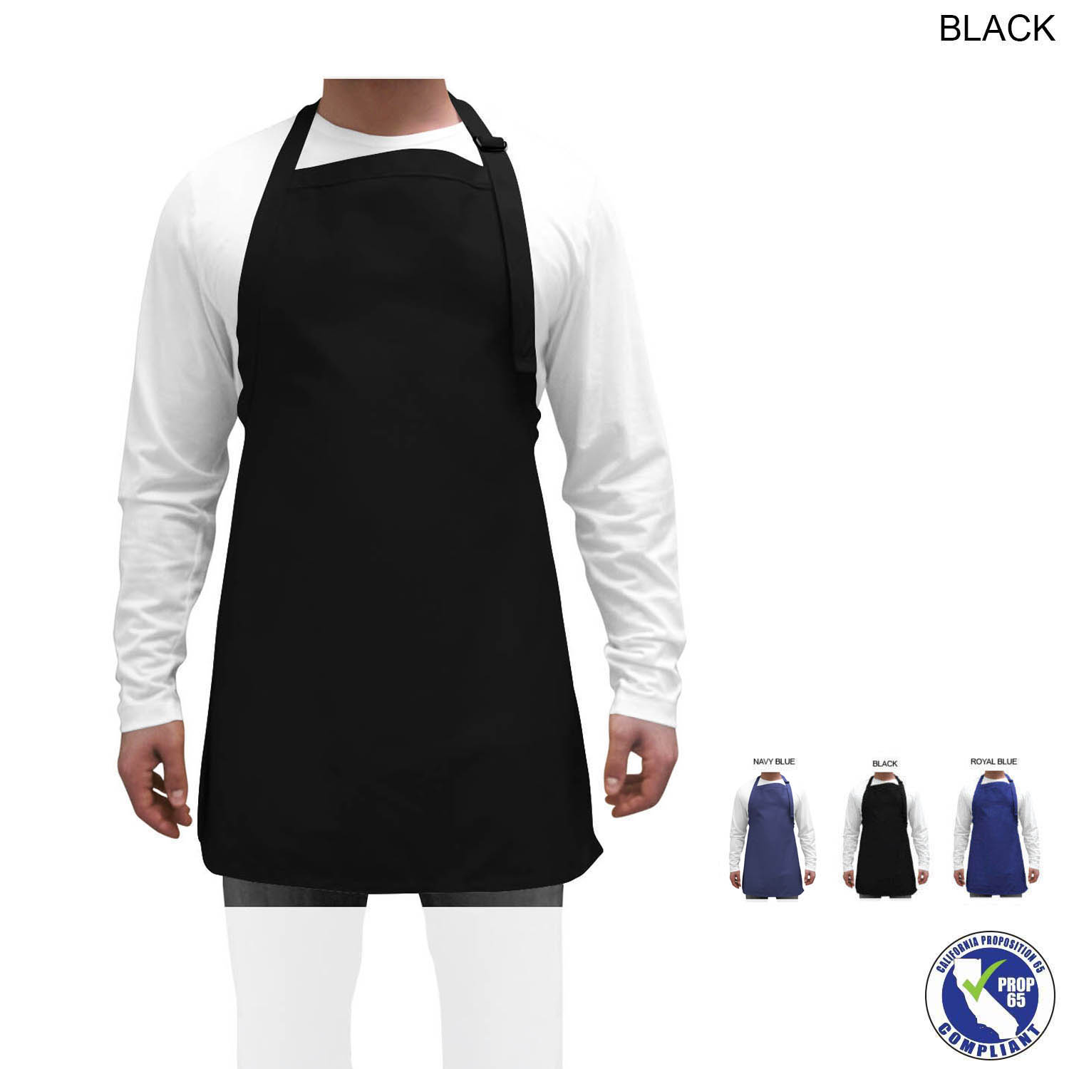 Domestic made Twill Bib Apron, 25x28, No Pockets, Adjustable Neck, Blank Only (Made in Canada) 3