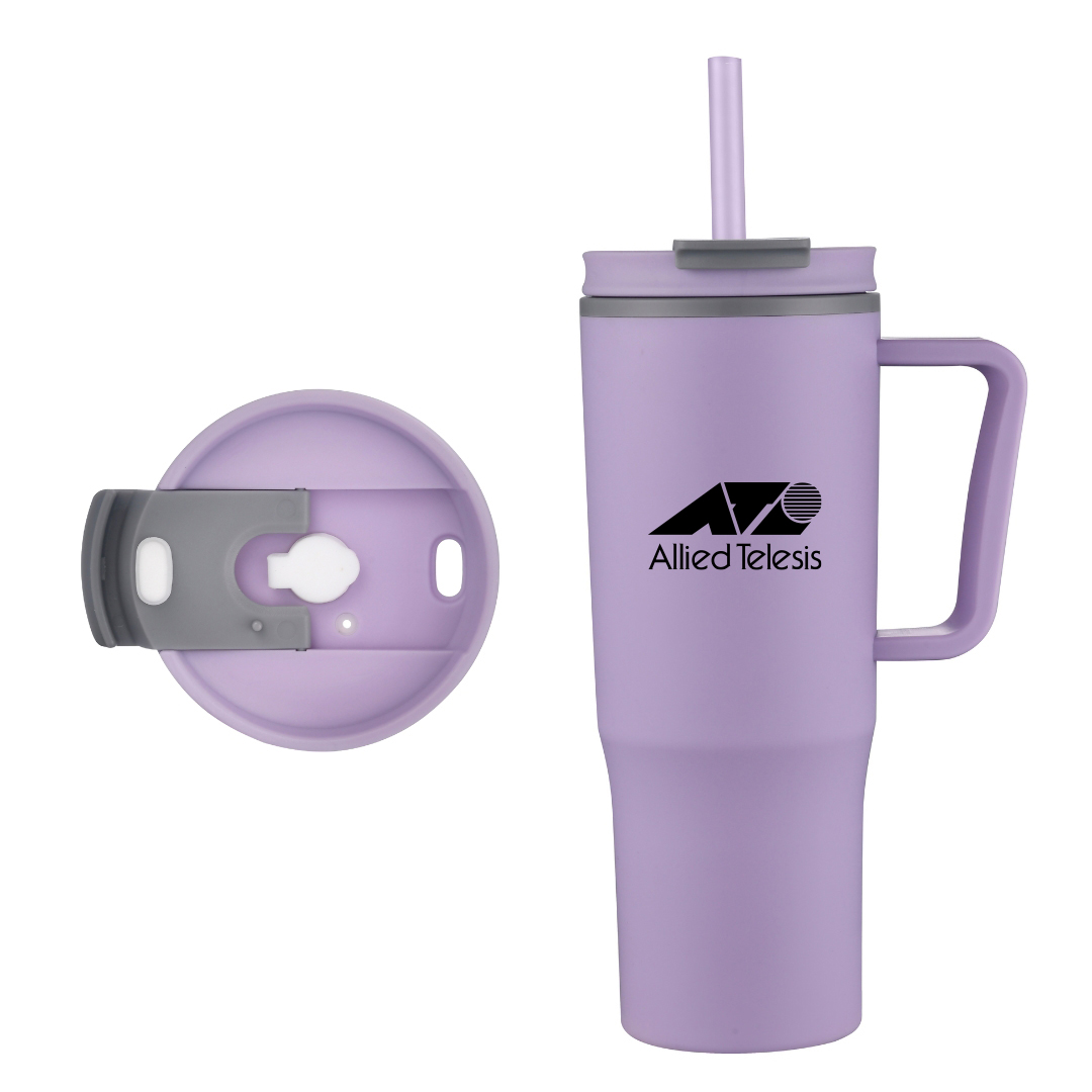 EcoSip 30oz Double Wall Plastic Travel Tumbler with Handle & Straw 10