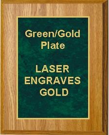 5" x 7" Oak Finish Plaque with a Green Marble Designer Plate 2