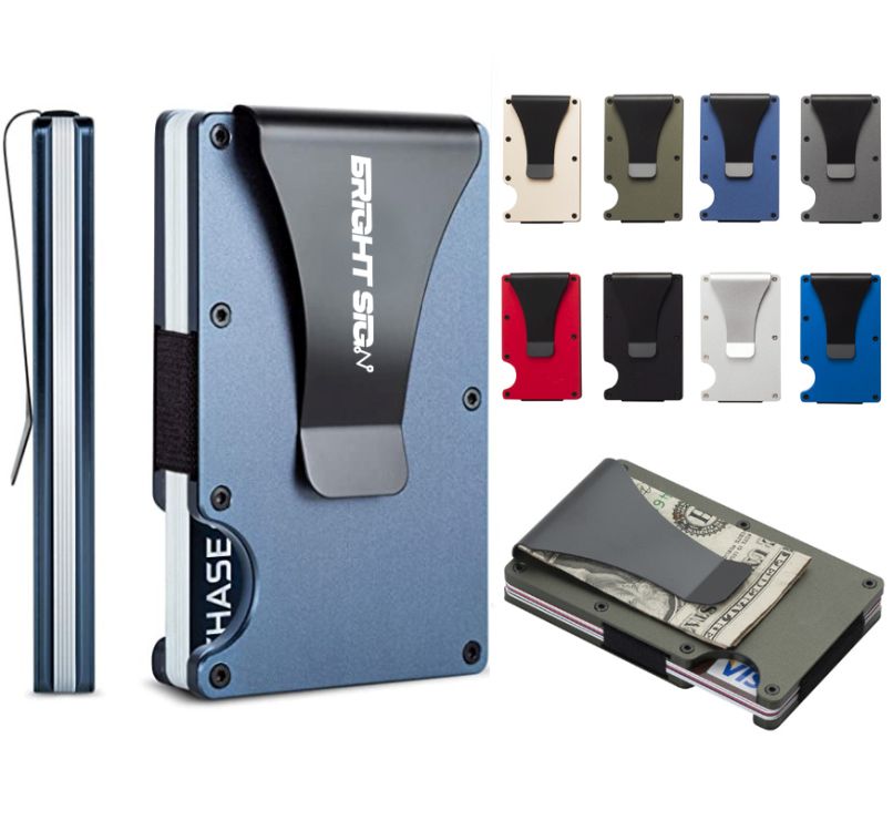 Minimalist Wallet Carbon Fiber Card Holder RFID Blocking Slim Front Pocket, custom luggage tag with logo imprint 1