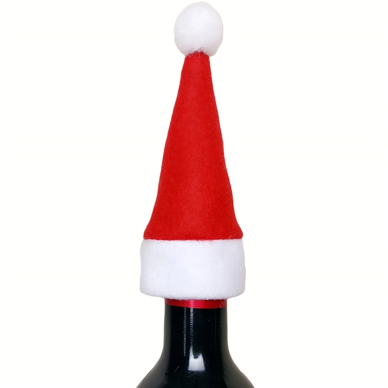 Mini Santa Hat Wine Bottle Topper Tableware Holder 3