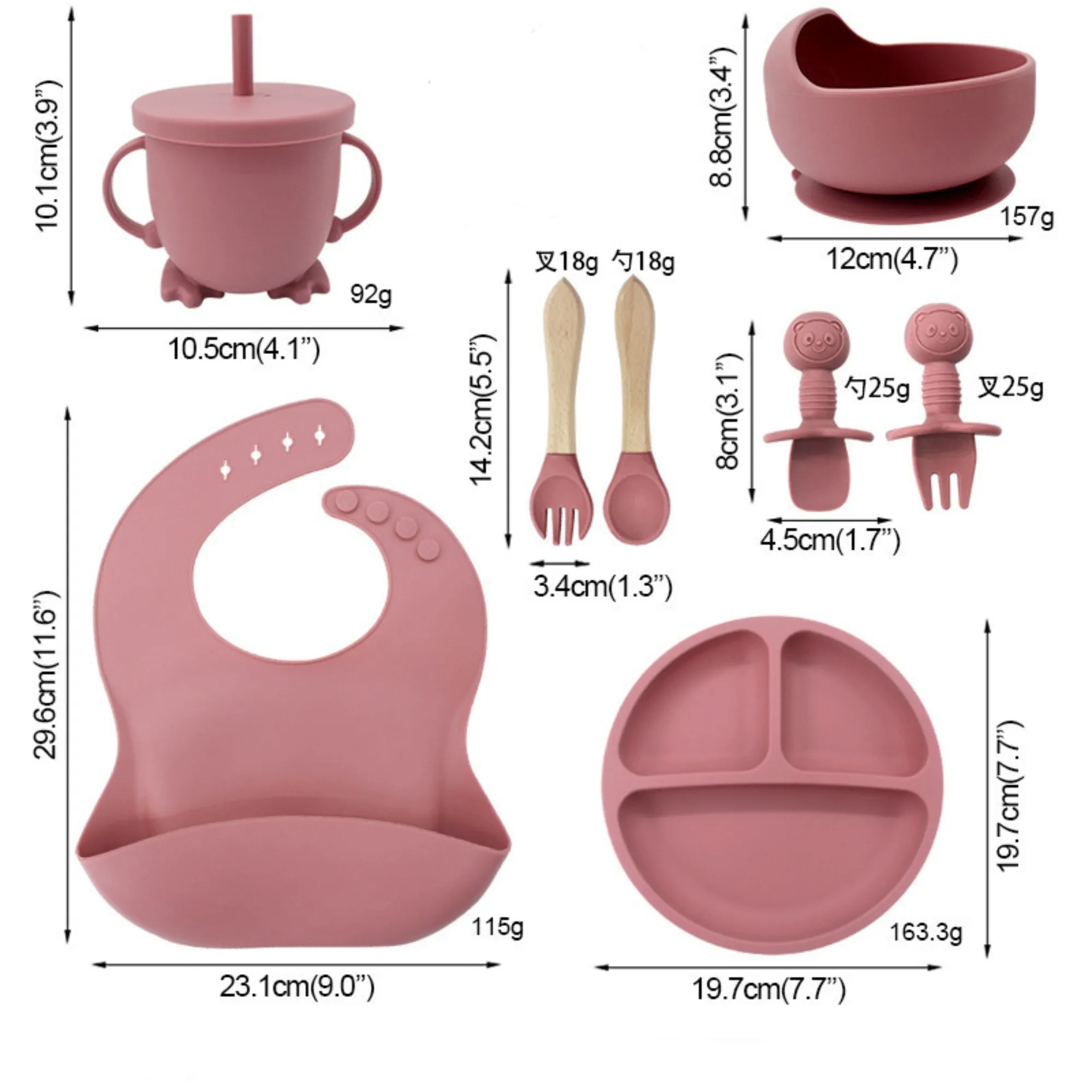 Children's Anti-Drop Silicone Tableware Set With Suction Cup 9