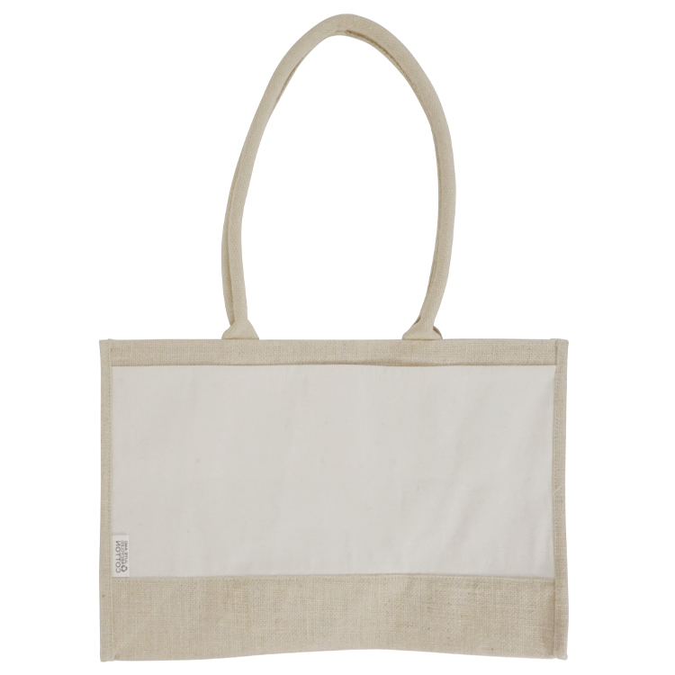 Seattle Recycled Cotton Front Pocket Jute Shopper Tote 2