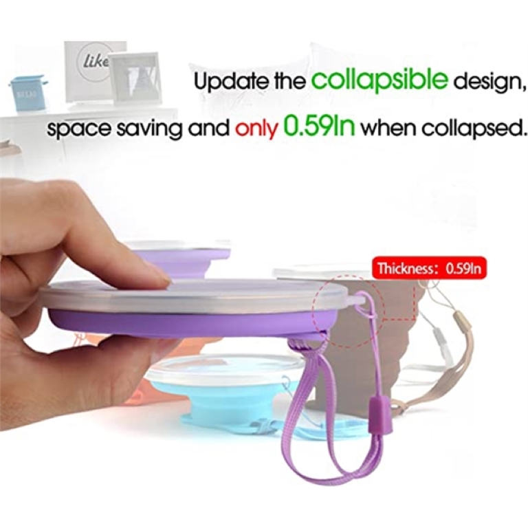 Silicone Folding Camping Cup with Lids 4