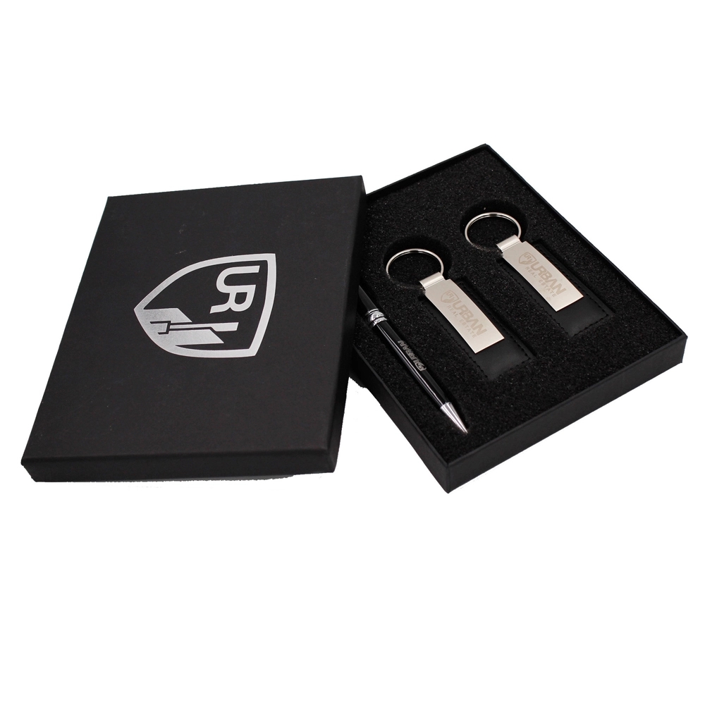 METAL PEN AND LEATHERETTE KEY TAG GIFT SET 5