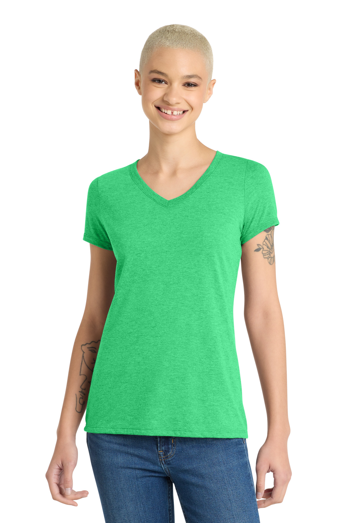 District Women's Perfect Tri V-Neck Tee. DM1350L 52