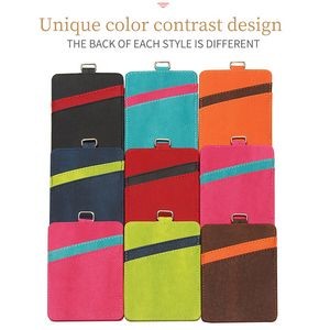 Lanyard Dual Colored 3 Pockets PU Leather Card Holder 16