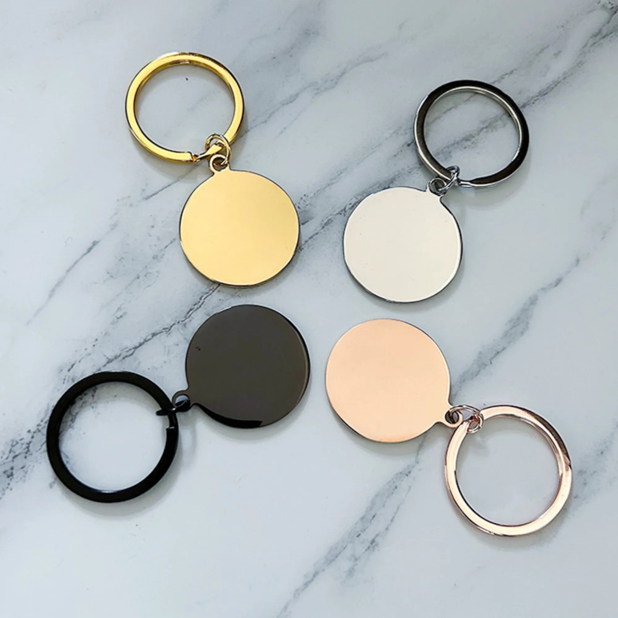Stainless Steel Round Metal Tag Key Chains 4