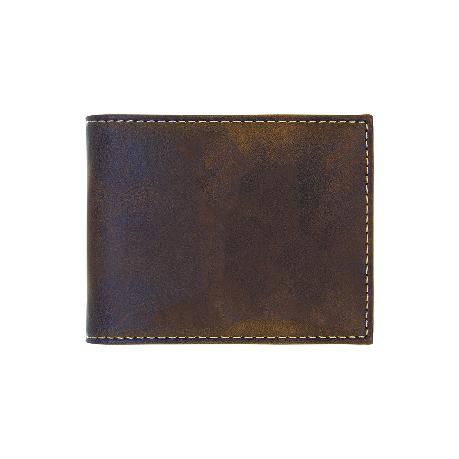Rustic/Gold Leatherette Bi-Fold Wallet w/ Flip ID Display 1