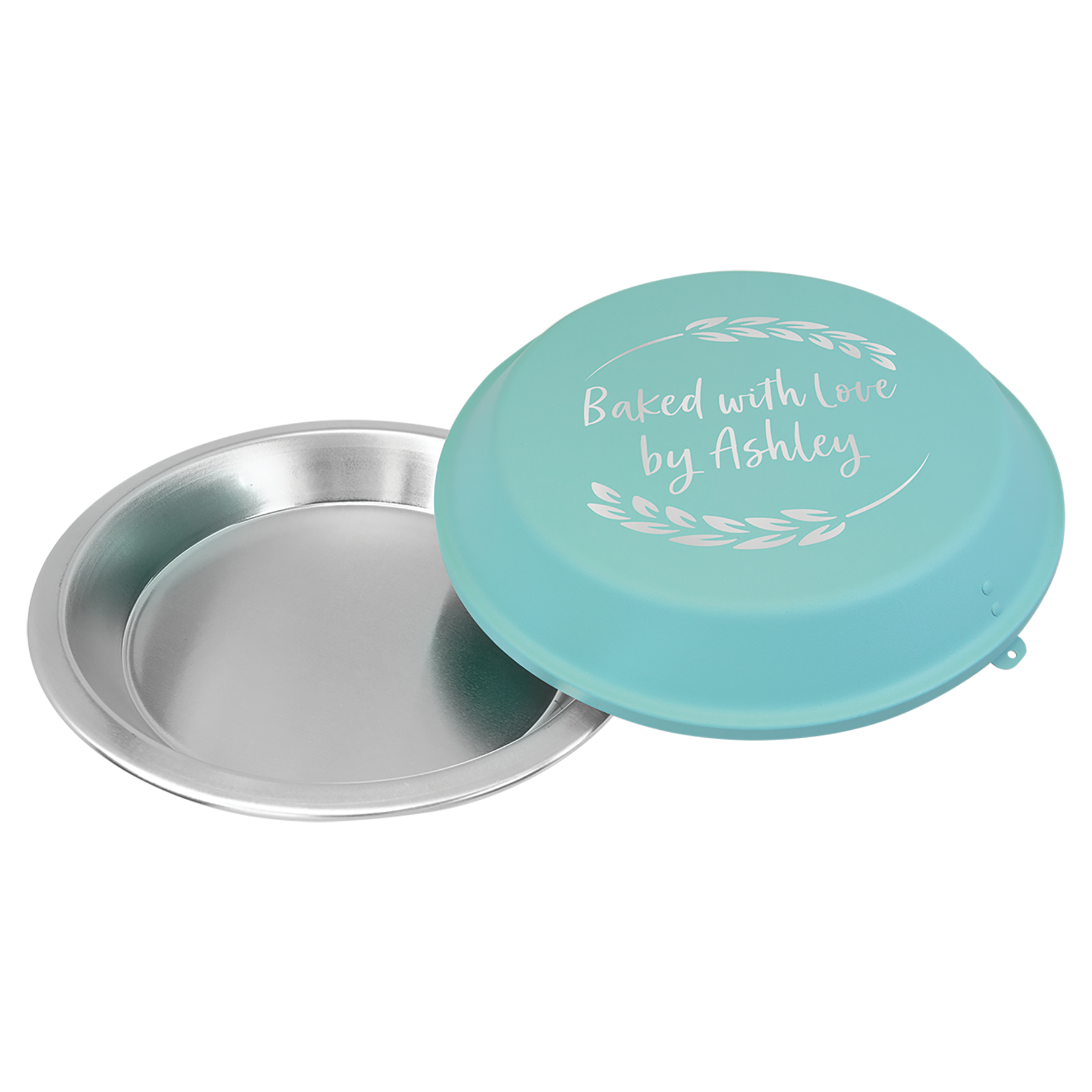 9" Aluminum Pie Pan with Teal Lid 1