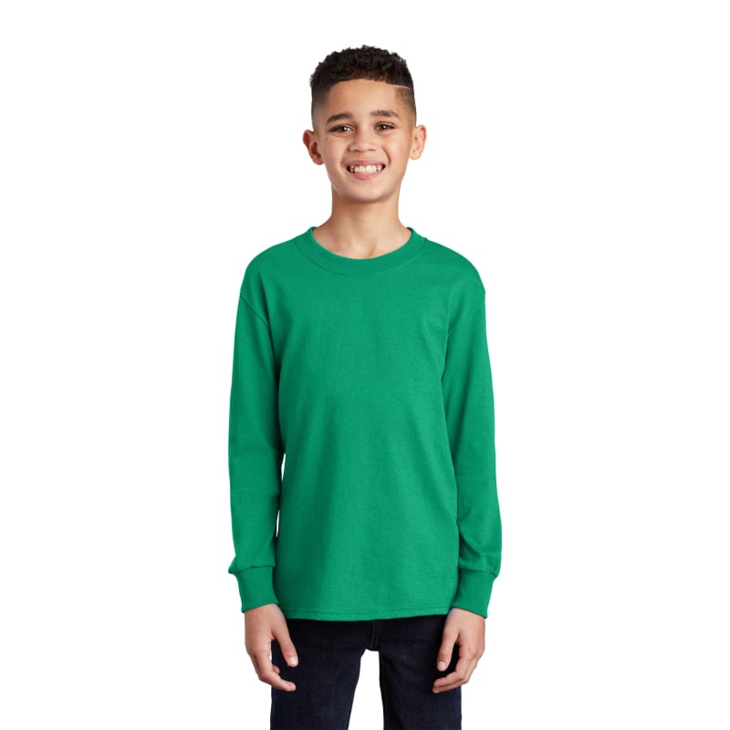 Port & Company Youth Long Sleeve Core Cotton Tee. 124