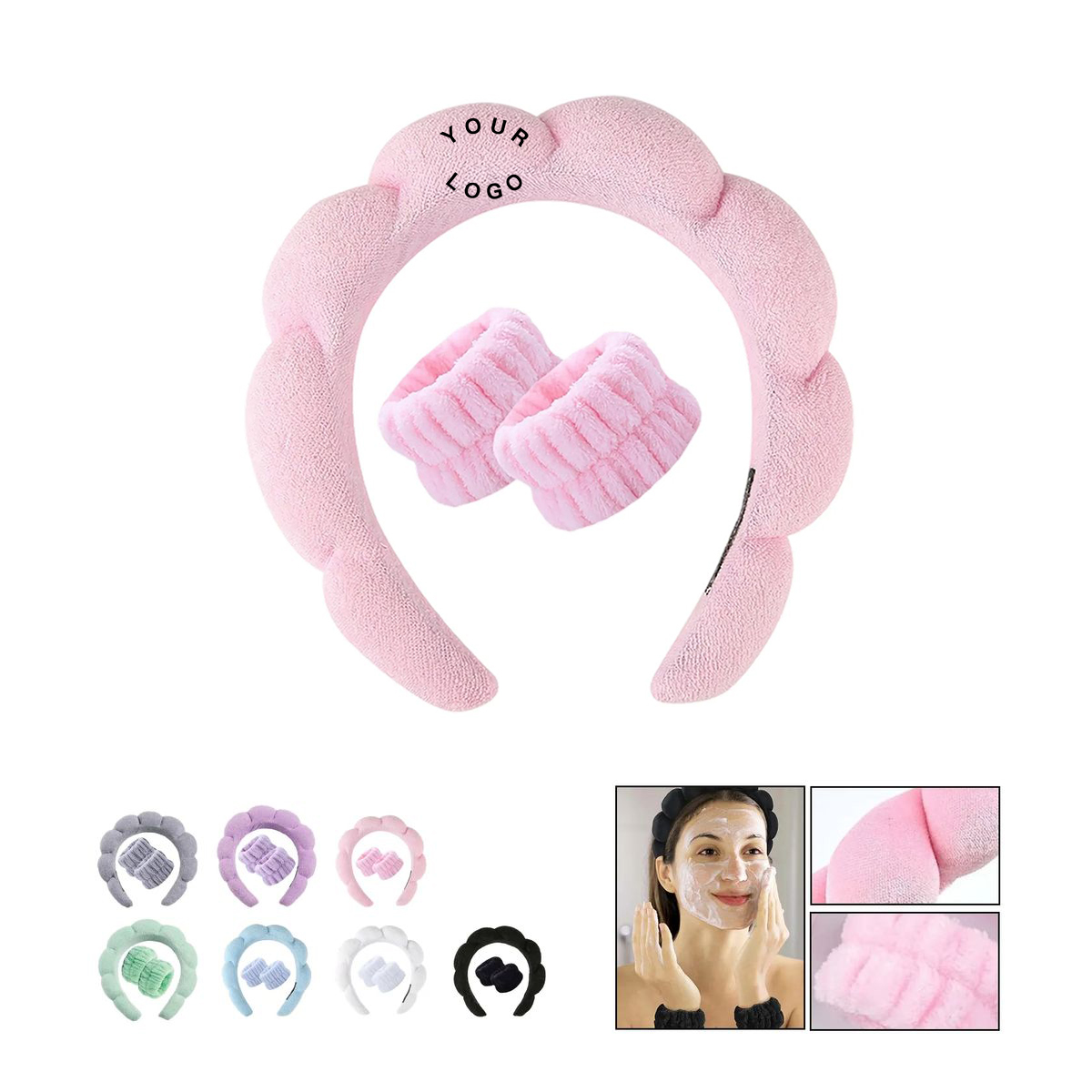 Comfortable Terry Headband and Wristband Combo 1