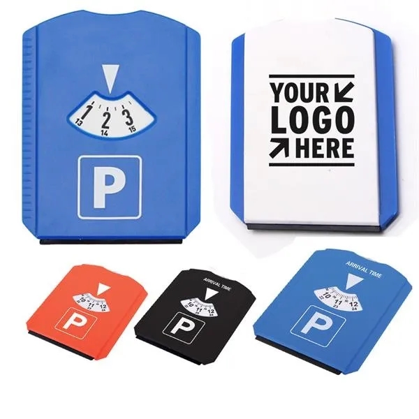 Parking time card with ice scraper 4
