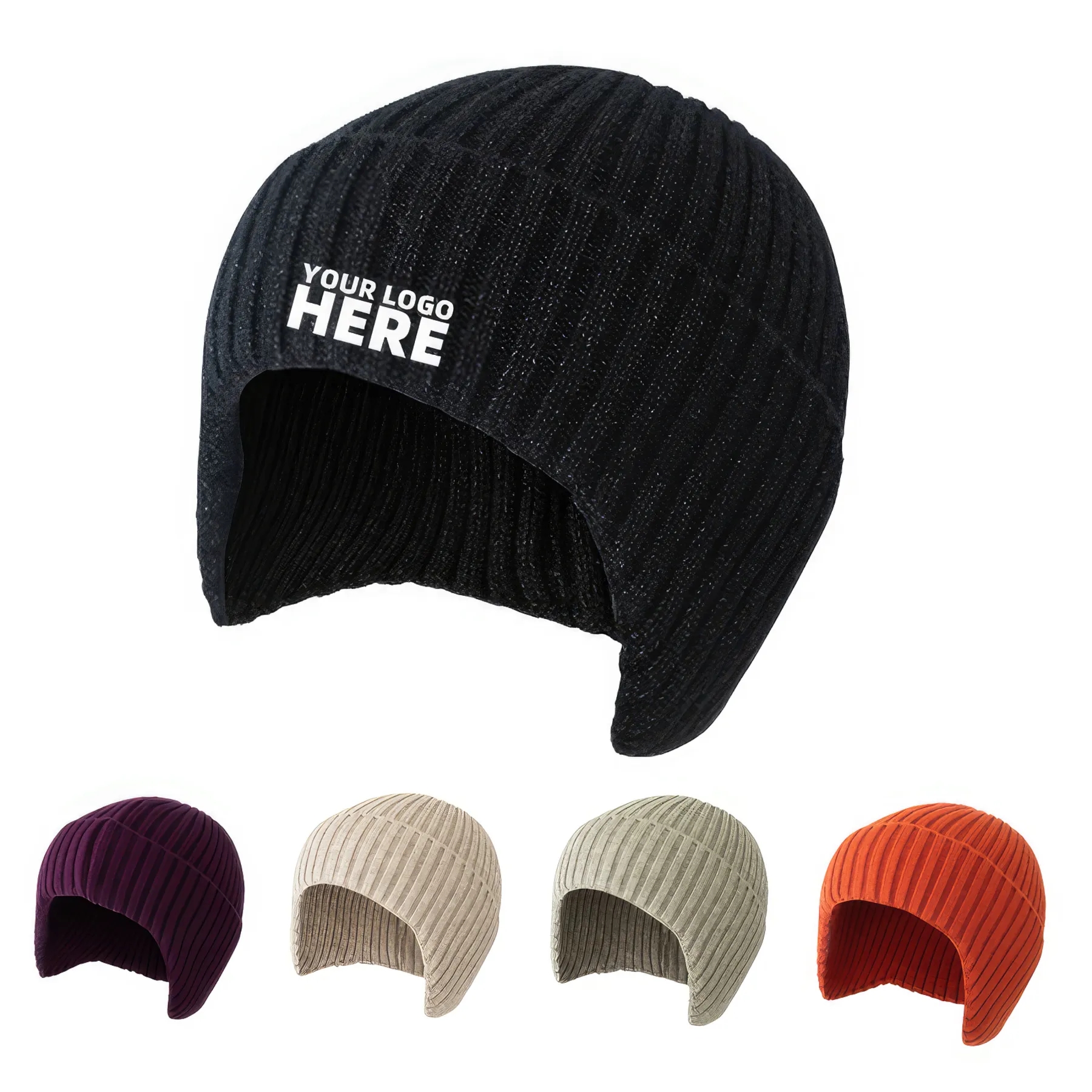 Earflaps Warm Winter Hats Knit Skull Cap 2