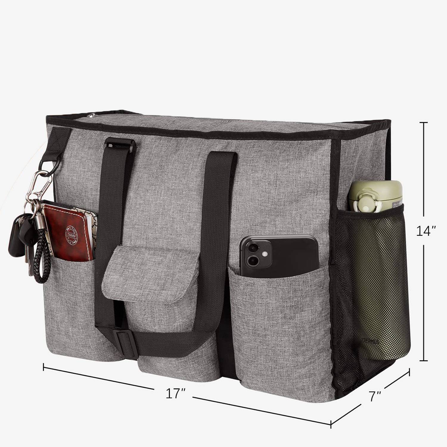 Women Large Waterproof Tote Bag w/ 12 Pockets 7